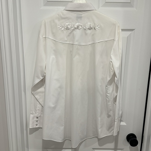 Ely Cattleman White Cowboy Flower Shirt - XL - Picture 2 of 6